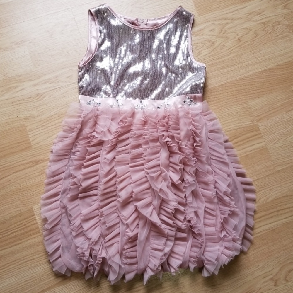 Biscotti Ruffle, sequin and rhinestones dress